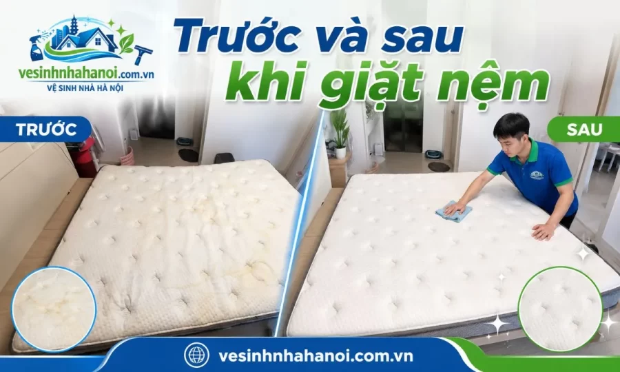 Nệm trước và sau khi giặt tại Đống Đa