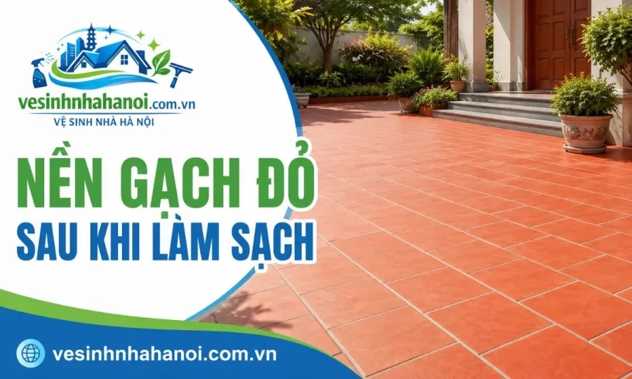 Nền gạch đỏ sau khi làm sạch
