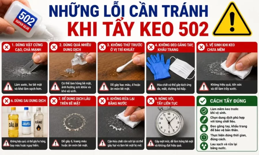 Những lỗi cần tránh khi tẩy keo 502