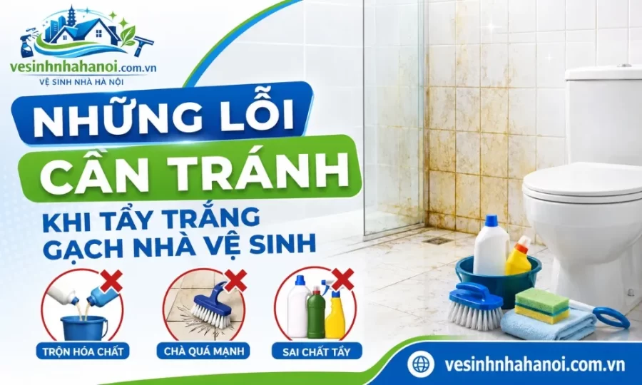 Những lỗi cần tránh khi tẩy trắng gạch nhà vệ sinh