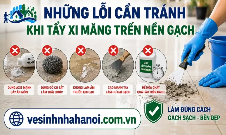 Những lỗi cần tránh khi tẩy xi măng trên nền gạch