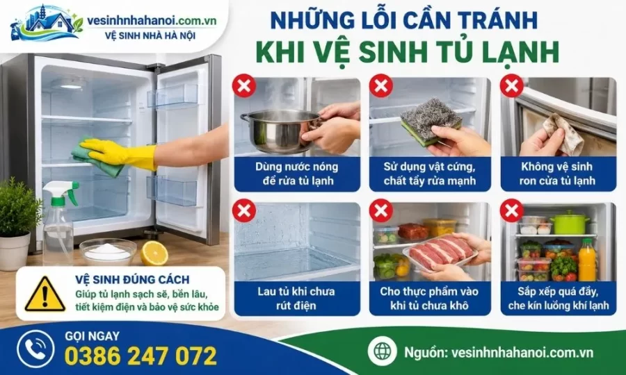 Những lỗi cần tránh khi vệ sinh tủ lạnh