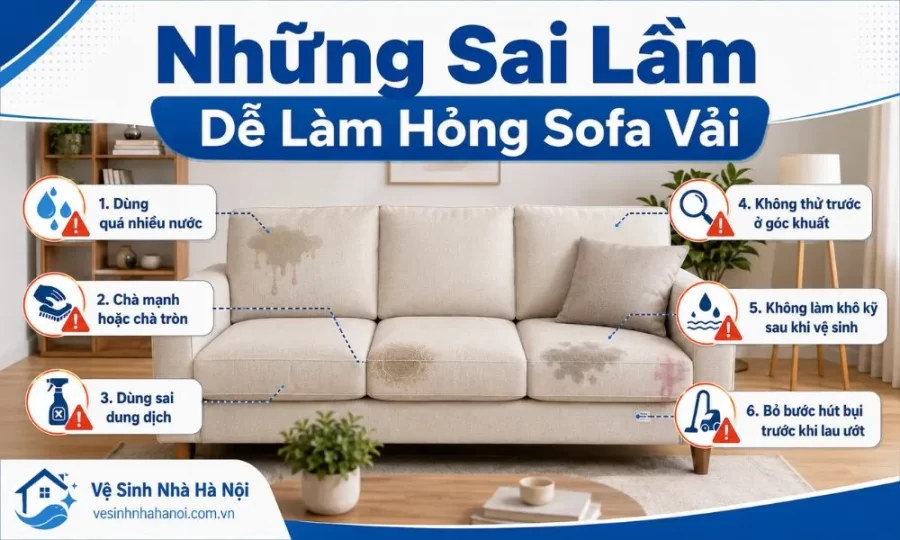 Những sai lầm làm hỏng ghế sofa vải