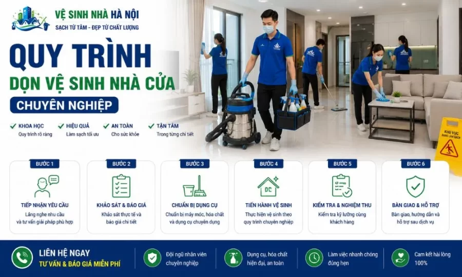 Quy trình dọn vệ sinh nhà cửa