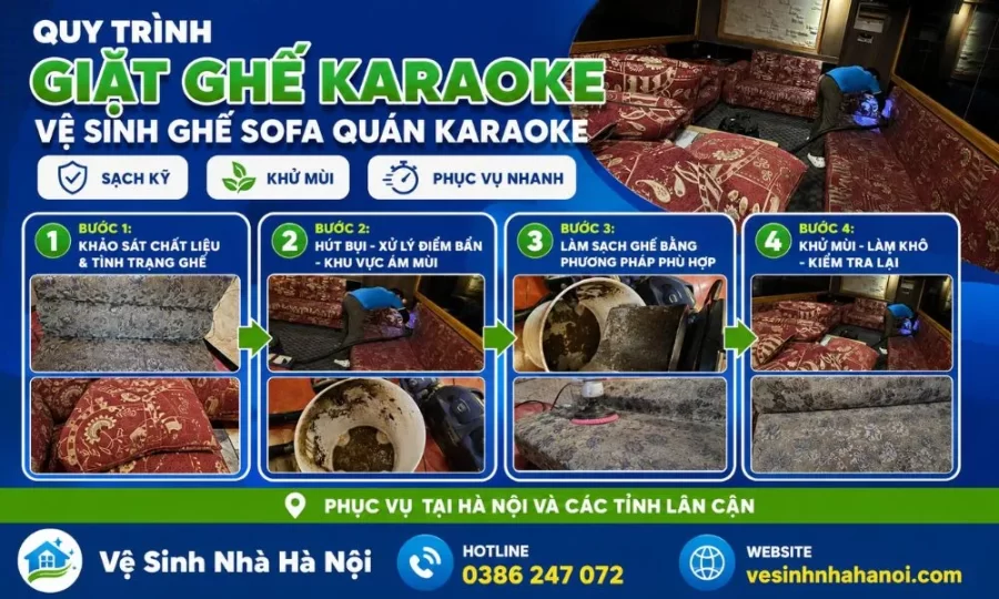 Quy trình giặt ghế quán karaoke