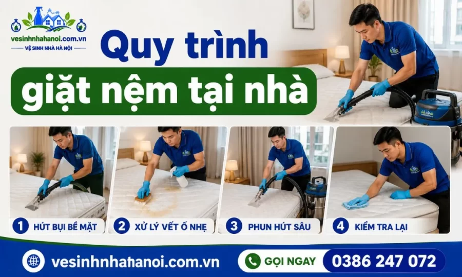 Quy trình giặt nệm tại nhà ở Đống Đa