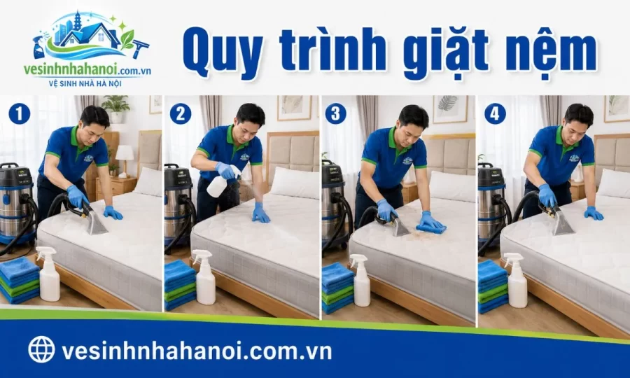 Quy trình giặt nệm tại Hà Đông