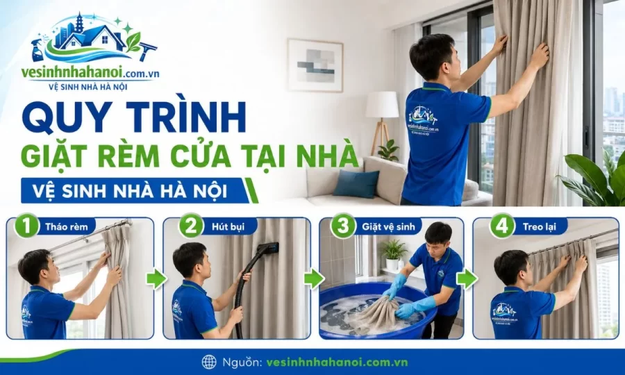 Quy trình giặt rèm cửa tại nhà