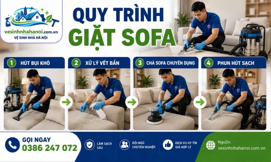 Quy trình giặt sofa tại Hà Đông