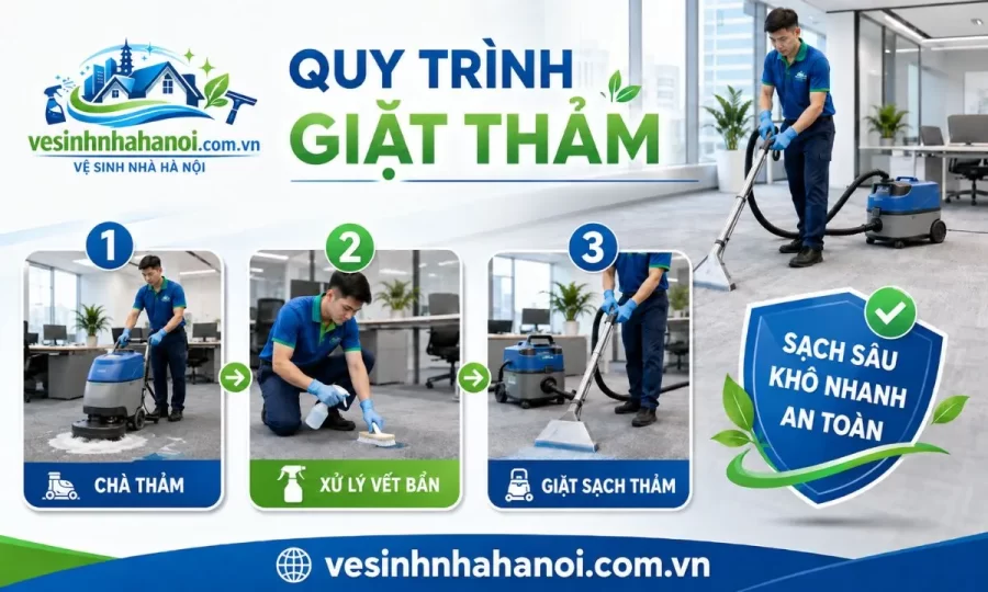 Quy trình giặt thảm tại Đông Anh