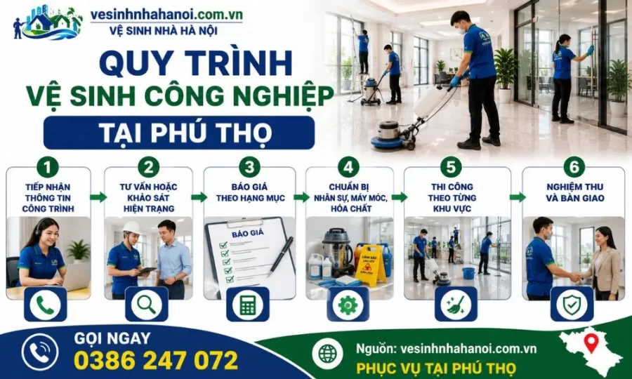 Quy trình vệ sinh công nghiệp tại phú thọ