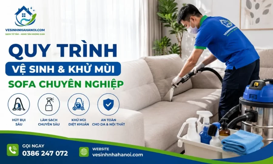 Quy trình vệ sinh và khử mùi sofa chuyên nghiệp