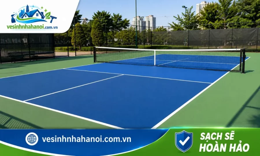 Sân pickleball sau khi vệ sinh hoàn thiện