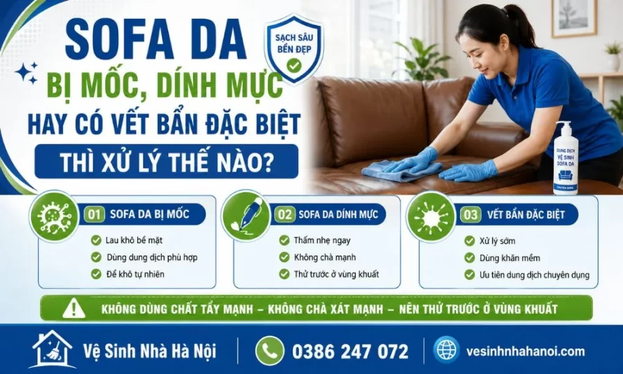 Sofa da bị mốc hay dính mực xử lý thế nào?