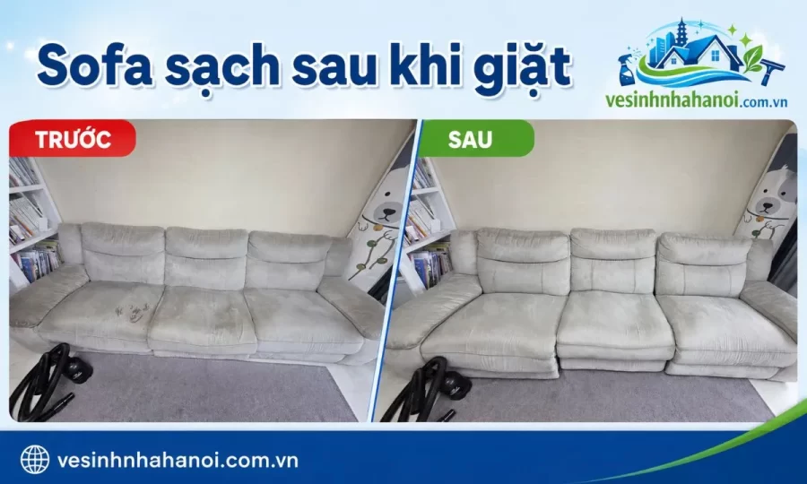 Sofa sau khi giặt tại Hà Đông