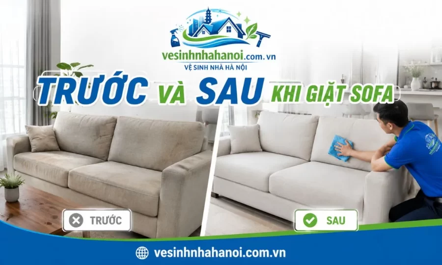 Sofa trước và sau khi giặt tại Đống Đa