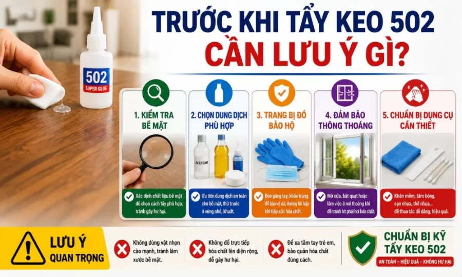 Trước khi tẩy keo 502 cần lưu ý gì?