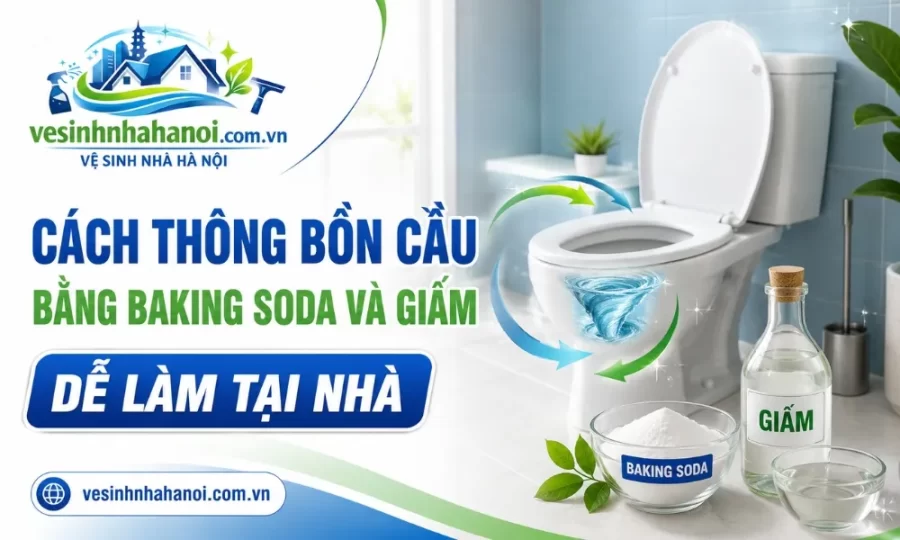 Thông bồn cầu bằng backking soda và giấm