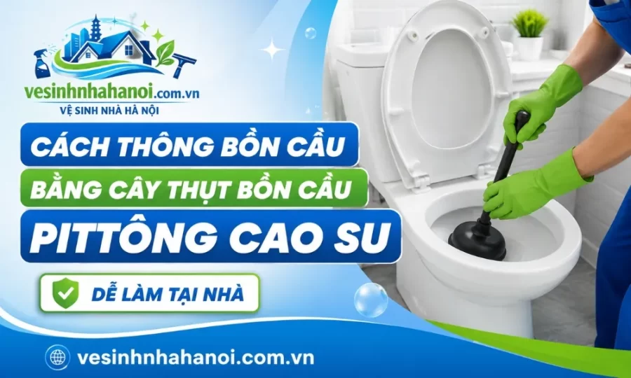 Thông bồn cầu bằng cây thụt bồn cầu, pittong cao su