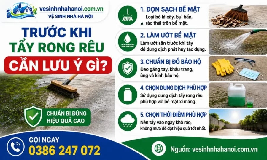 Trước khi tẩy rong rêu cần lưu ý điều gì