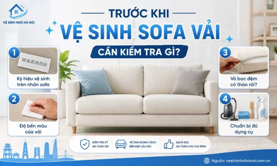 Trước khi vệ sinh sofa vải cần kiểm tra gì?