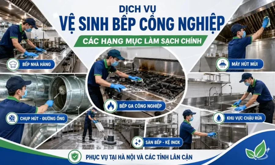 Vệ sinh bếp công nghiệp gồm những hạng mục nào?