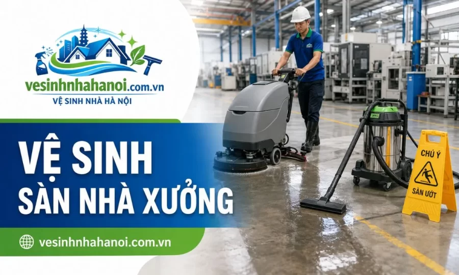 Vệ sinh sàn nhà xưởng bằng máy chà sàn