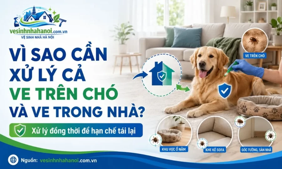 Vì sao cần xử lý cả ve trên chó và ve trong nhà