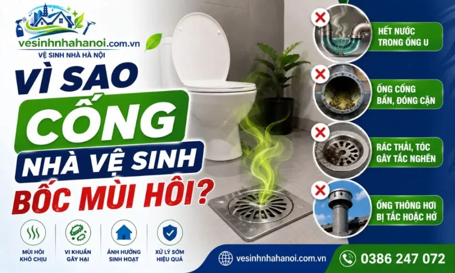 Vì sao cống nhà vệ sinh bốc mùi hôi