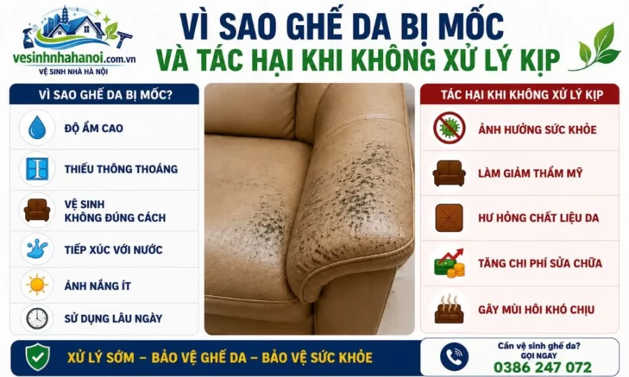 Vì sao ghế da bị mốc và tác hại 