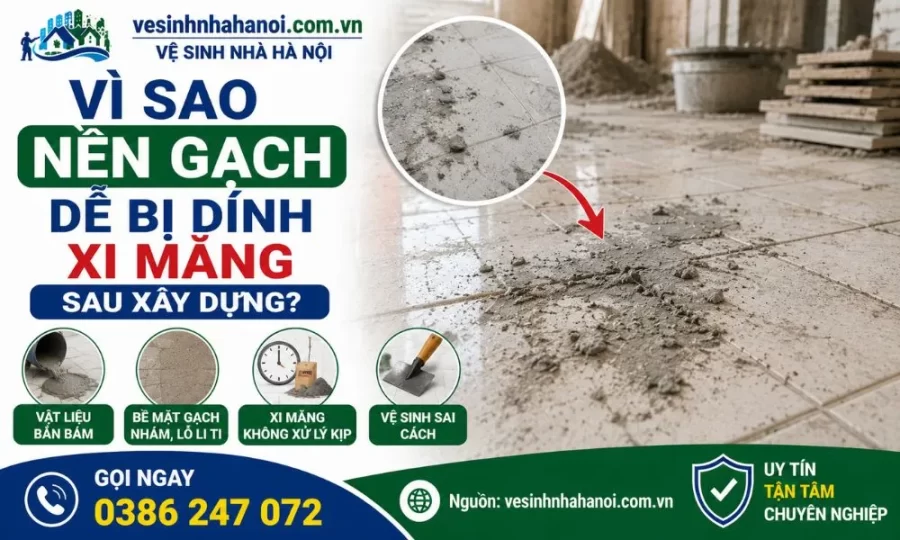 Vì sao nên gạch bị dính xi măng sau xây dựng