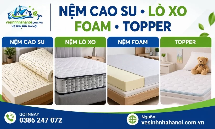 Các loại nệm cần vệ sinh tại Gia Lâm