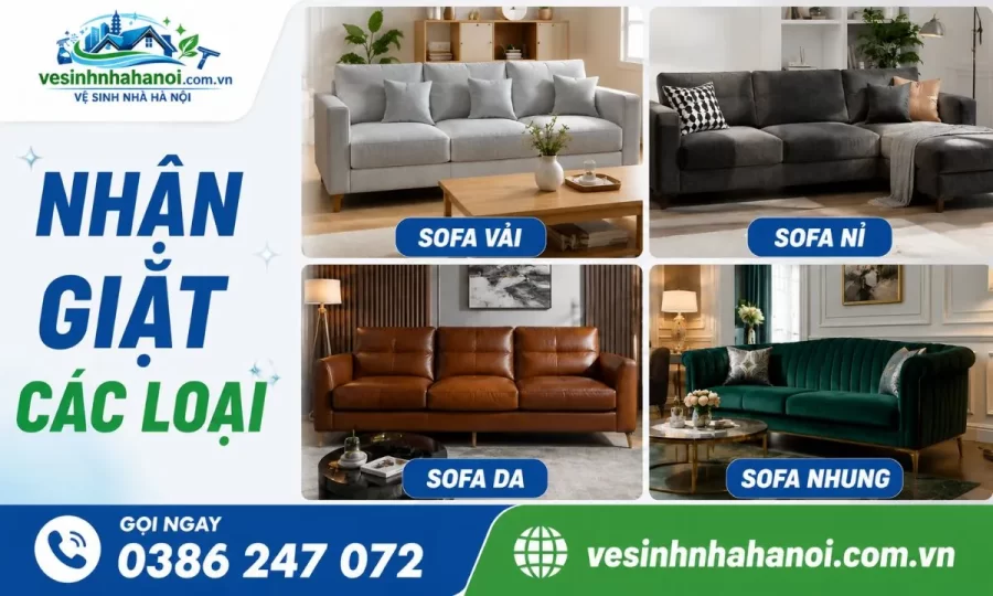 Các loại ghế sofa nhận giặt tại nhà ở Hà Nội