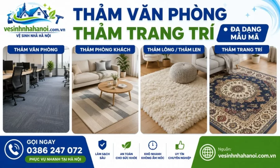 Các loại thảm nhận giặt tại Hoàng Mai