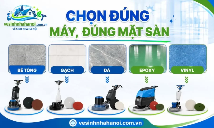 Cách chọn máy chà sàn phù hợp với loại sàn diện tích và mức độ bẩn
