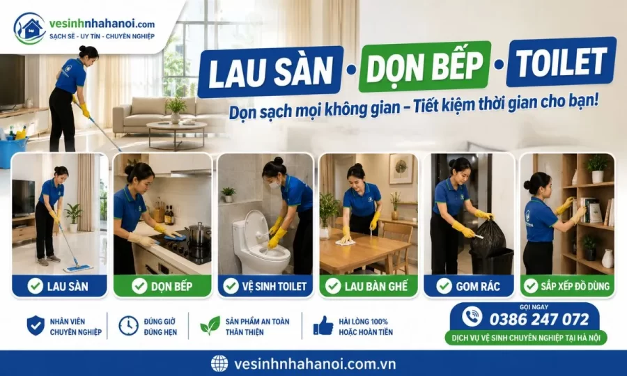 Công việc dọn nhà theo giờ Hoàn Kiếm