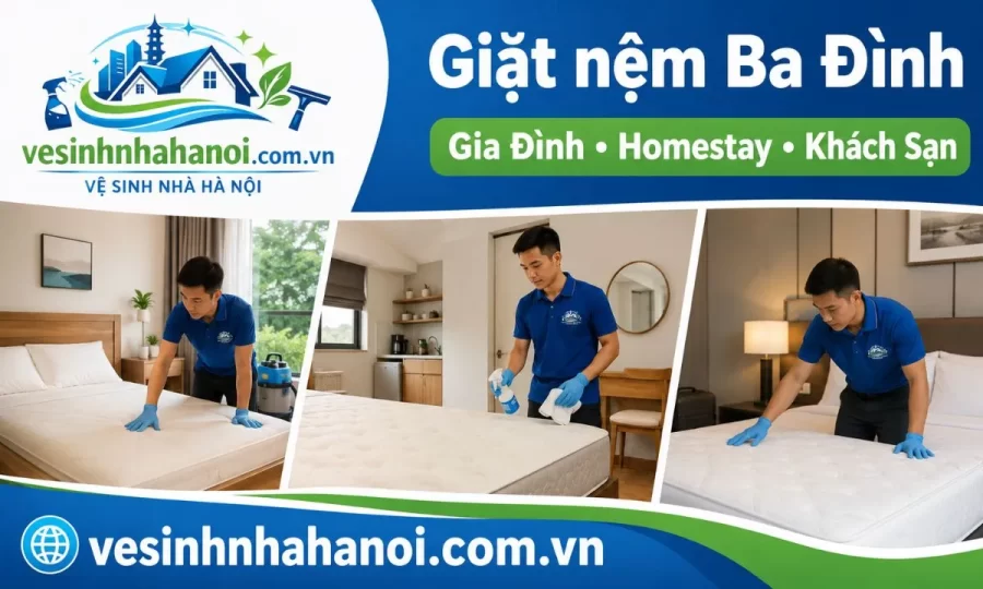 Giặt nệm gia đình homestay khách sạn Ba Đình