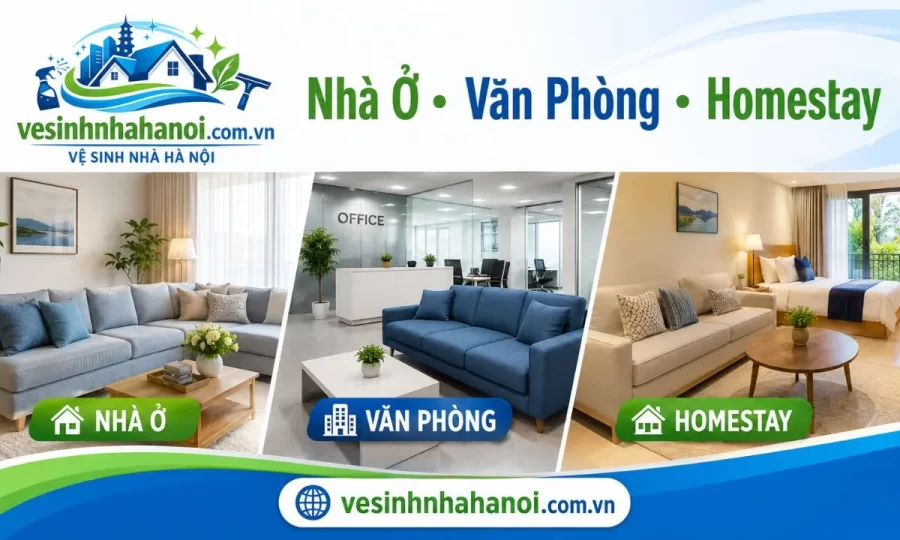 Giặt sofa nhà văn phòng homestay Ba Đình