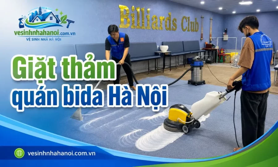 Dịch vụ giặt thảm quán bida tại Hà Nội khô nhanh