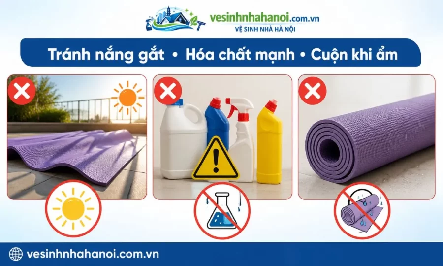 lỗi cần tránh khi giặt thảm yoga