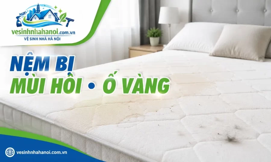 Nệm bị mùi hôi ố vàng cần vệ sinh tại Hoàng Mai