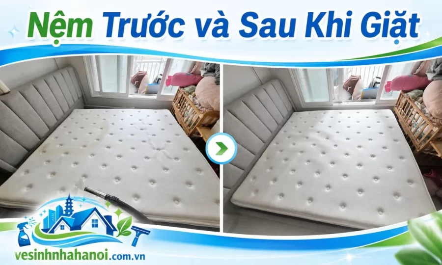 Nệm trước và sau khi giặt tại Nam Từ Liêm