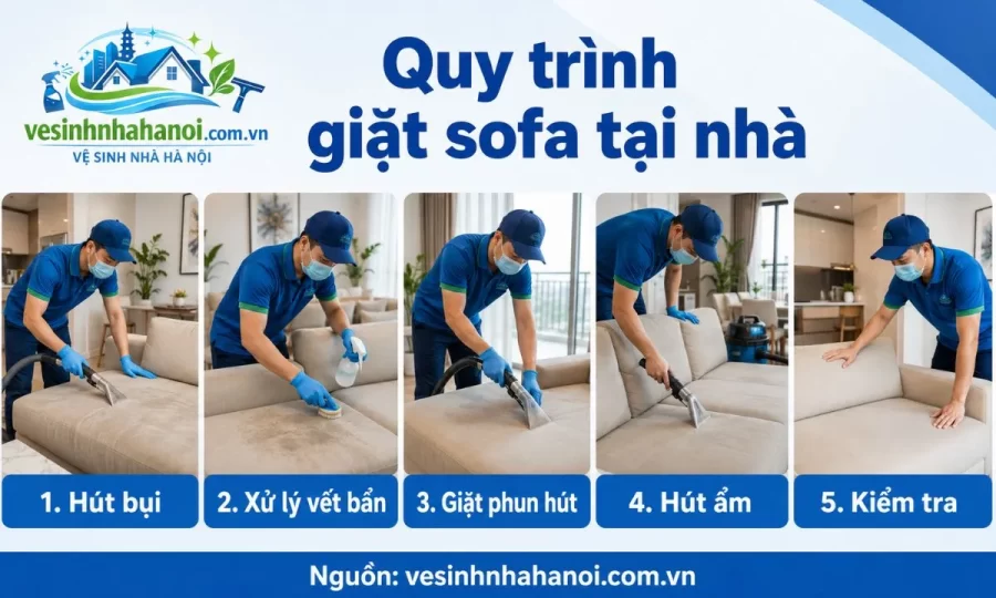 Quy trình giặt ghế sofa tại nhà Bắc Từ Liêm