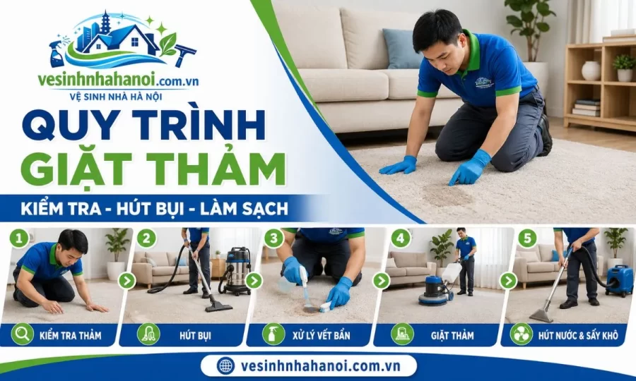 Quy trình giặt thảm tại Ba Đình