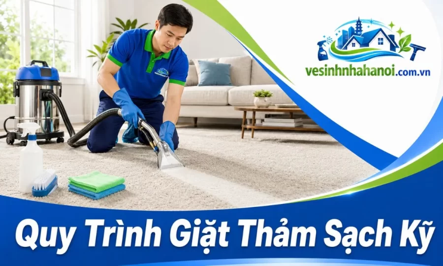 Quy trình giặt thảm Gia Lâm sạch kỹ, hỗ trợ khô nhanh