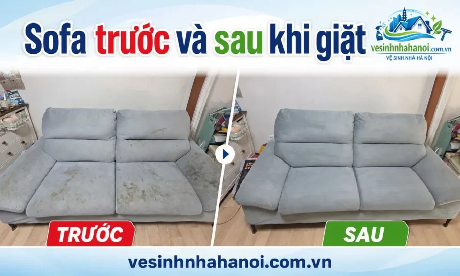 Sofa trước và sau khi giặt tại Hoàn Kiếm