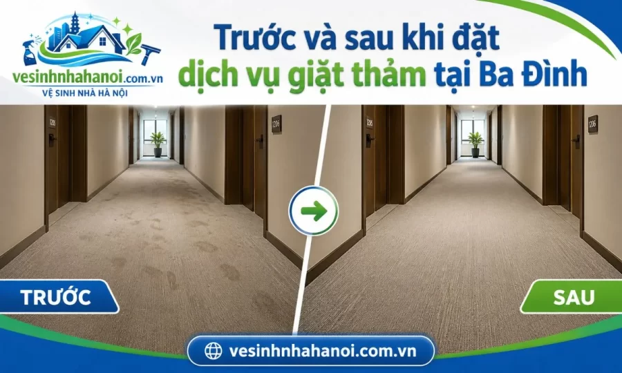 Thảm trước và sau khi giặt tại Ba Đình